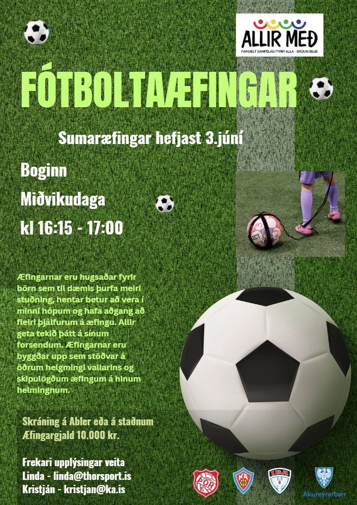 Allir með fótboltaæfingar í Boganum í sumar