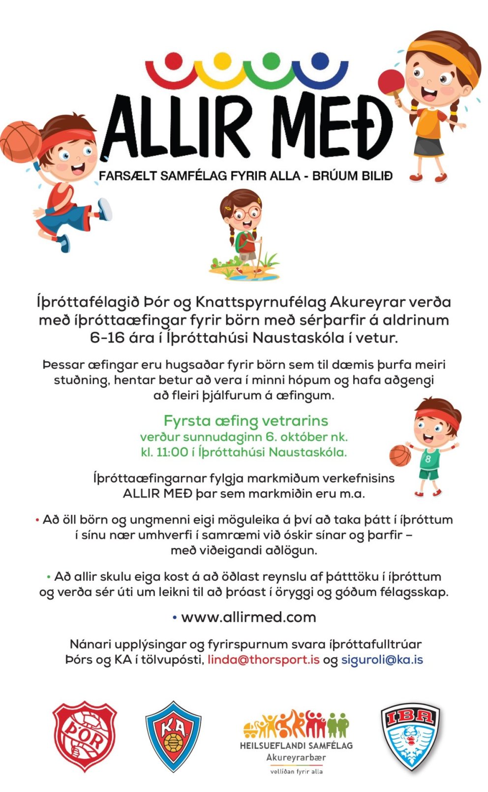 Íþróttaæfingar fyrir börn með sérþarfir í vetur