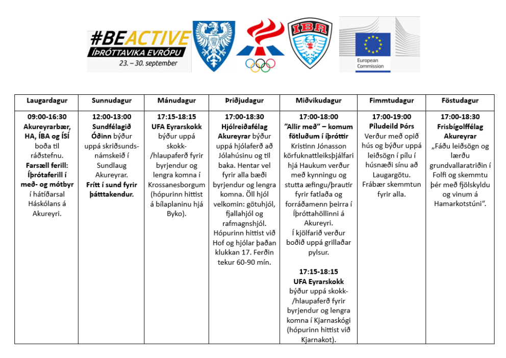 Dagskrá ÍBA á Akureyri #BeActive