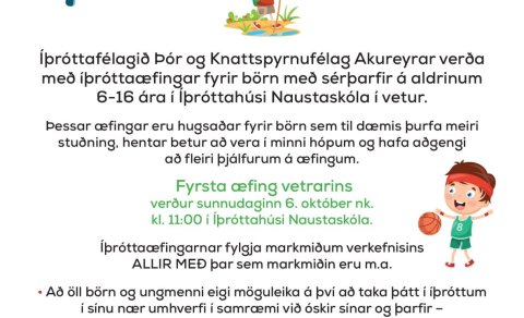 Íþróttaæfingar fyrir börn með sérþarfir í vetur