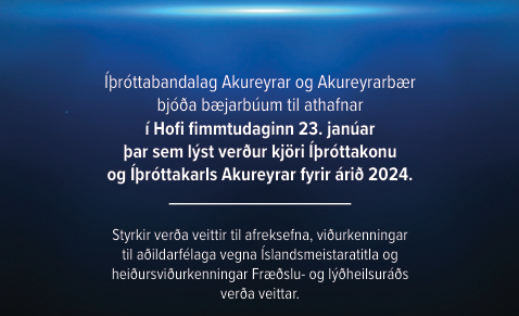 Linkur á beint streymi frá Íþróttahátíð Akureyrar í Hofi 23. janúar